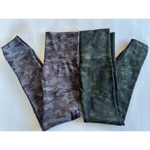 2 Pairs Spanx Look Me Now Womens Size XL Camo Green Gray Seamless Leggings